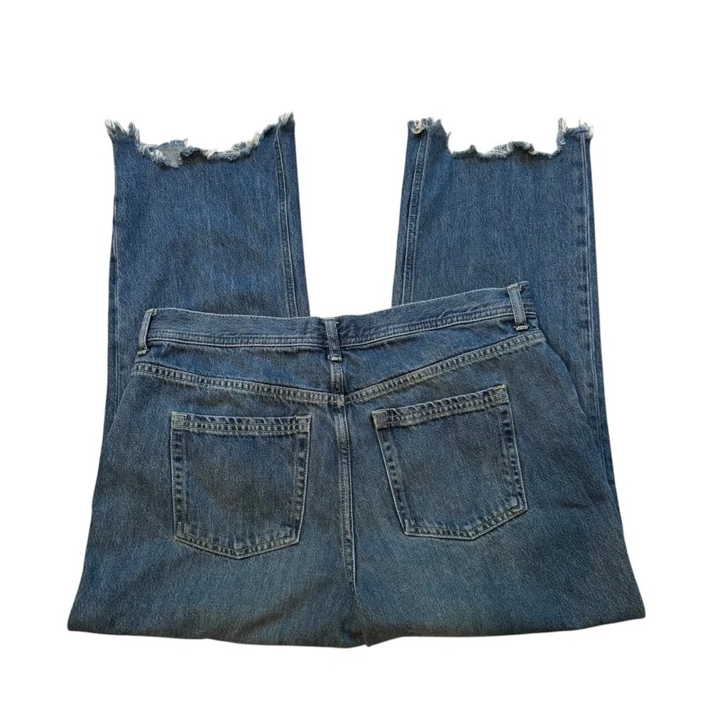 Free People Maggie Ripped Ankle Straight Leg Jeans In Sequoia Blue, Sz 32 - Picture 10 of 16